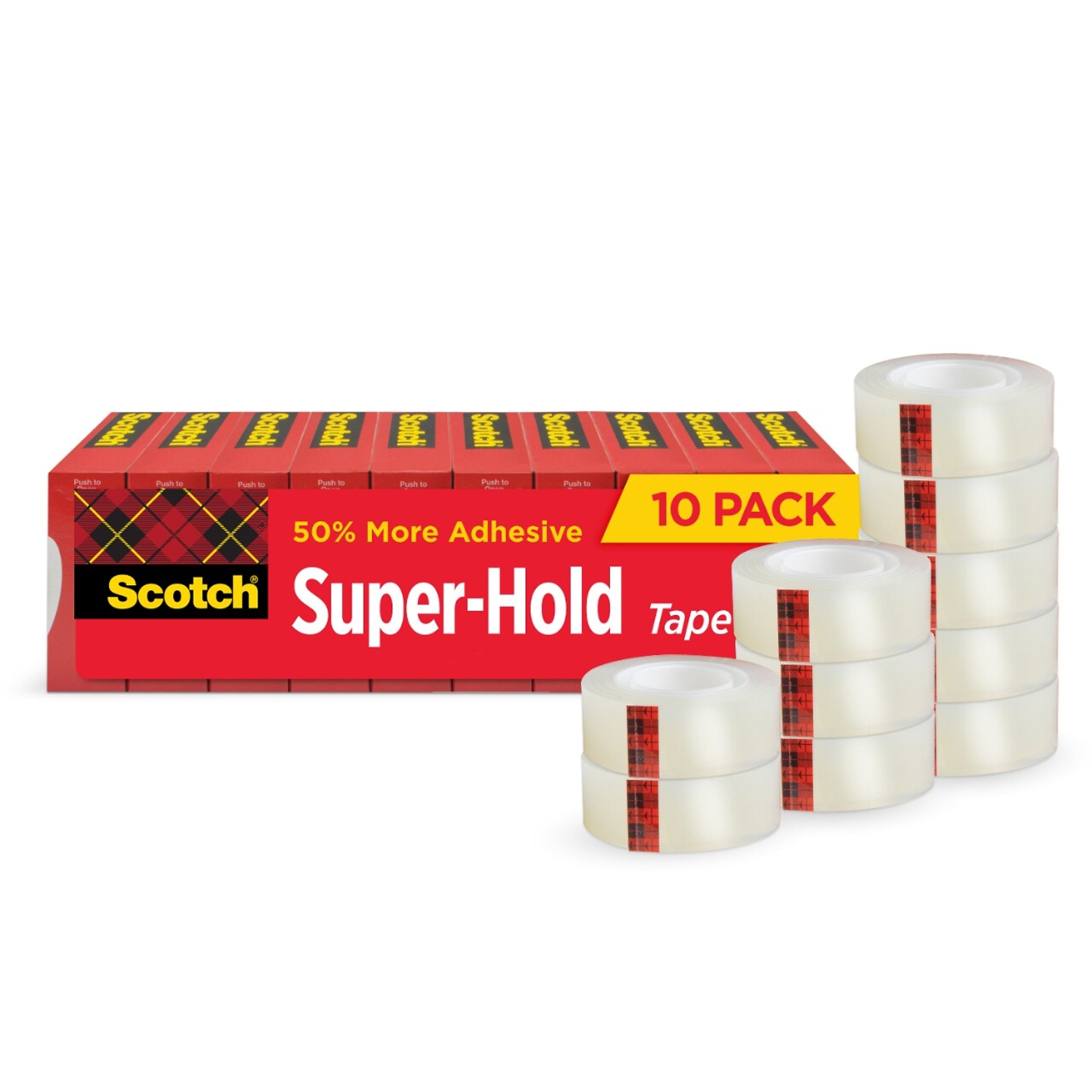 Scotch Super-Hold Transparent Clear Tape Refill, 0.75" x 27.77 yds., 1" Core, Clear, 10 Rolls/Pack (700K10)