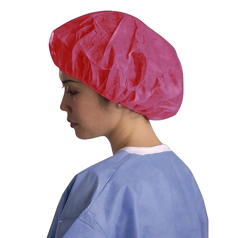 Medline Polypropylene Bouffant Caps, Large, Red, 100/Box (CRI1009)