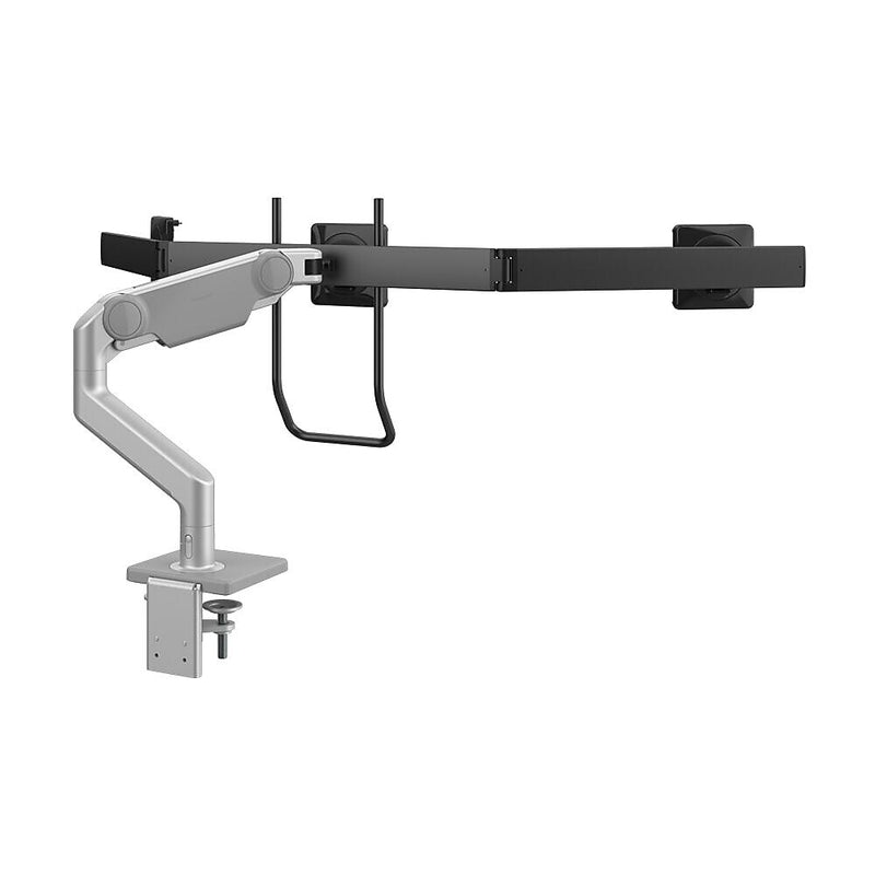 Humanscale M10 Adjustable Triple Monitor Arm with Crossbar and Handle, up to 26.5" Monitors, Silver (M13HBS)