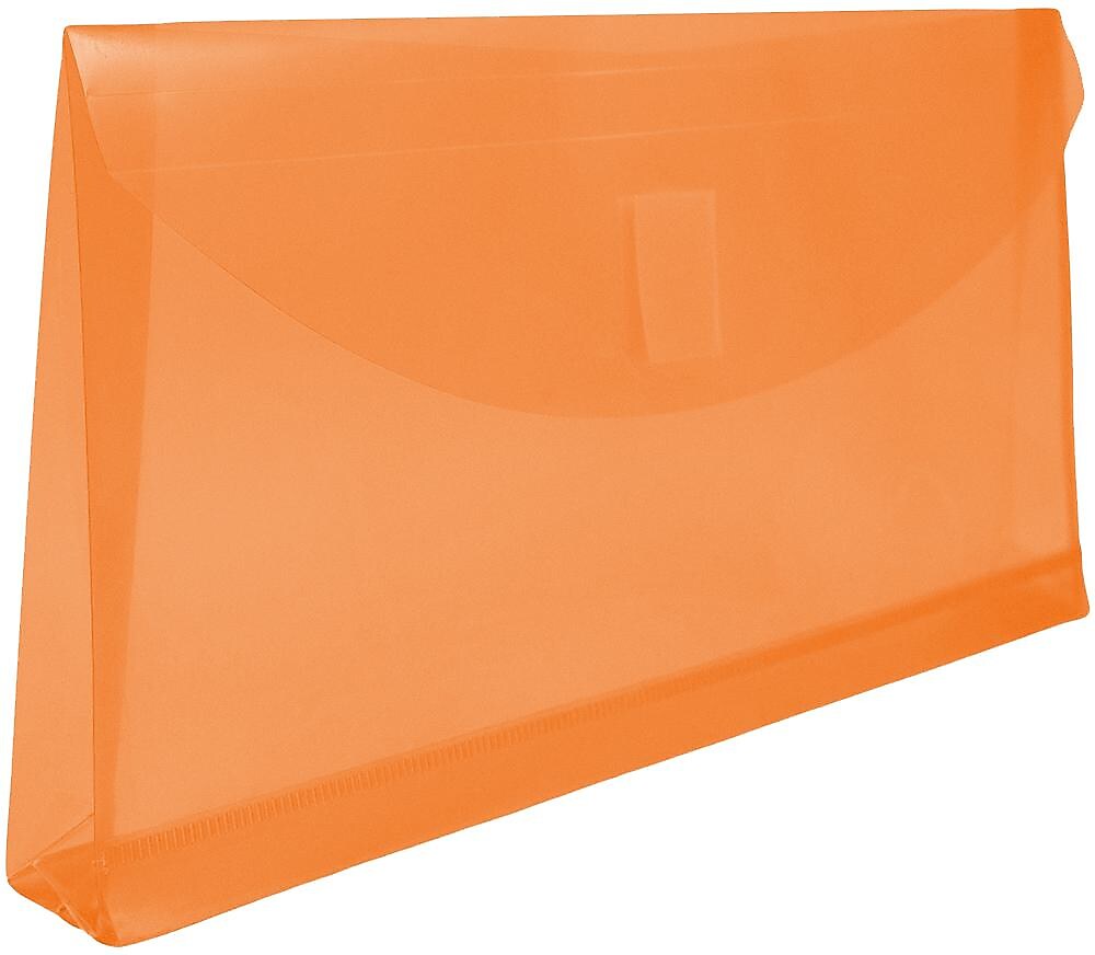 JAM Paper Premium Plastic Filing Envelope with Hook & Loop Closure, 5 1/4" x 10", Orange, 3/Pack (921V1ORX3)