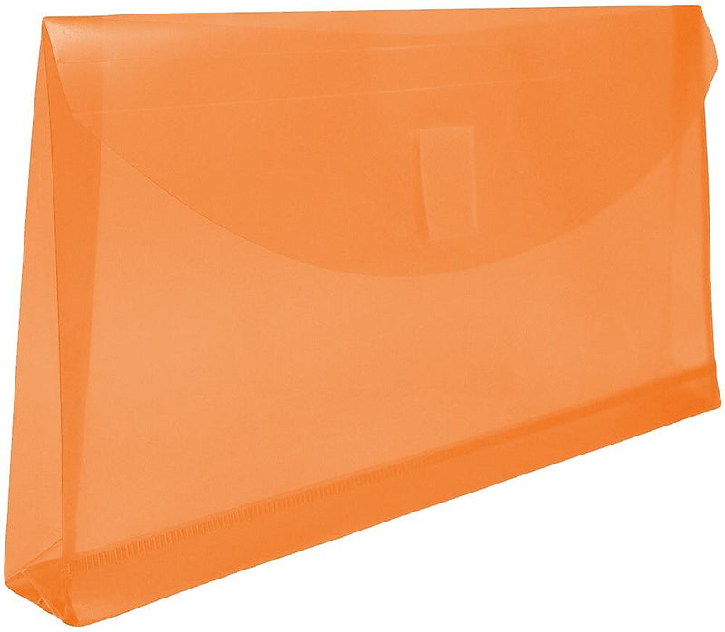 JAM Paper Premium Plastic Filing Envelope with Hook & Loop Closure, 5 1/4" x 10", Orange, 3/Pack (921V1ORX3)