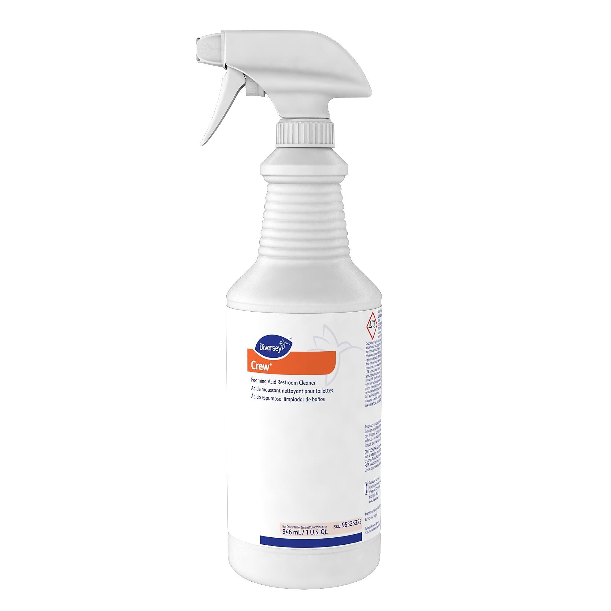 Diversey® Crew® Foaming Acid Restroom Cleaner, Fresh Scent, 32 Oz Spray Bottle, 1/EA