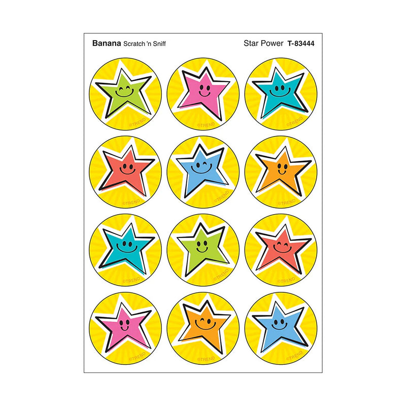 Trend Enterprises Star Power Banana scent Scratch 'n Sniff Stinky Stickers, Multicolored, 48/Pack, 6/Packs/Bundle (T-83444-6)