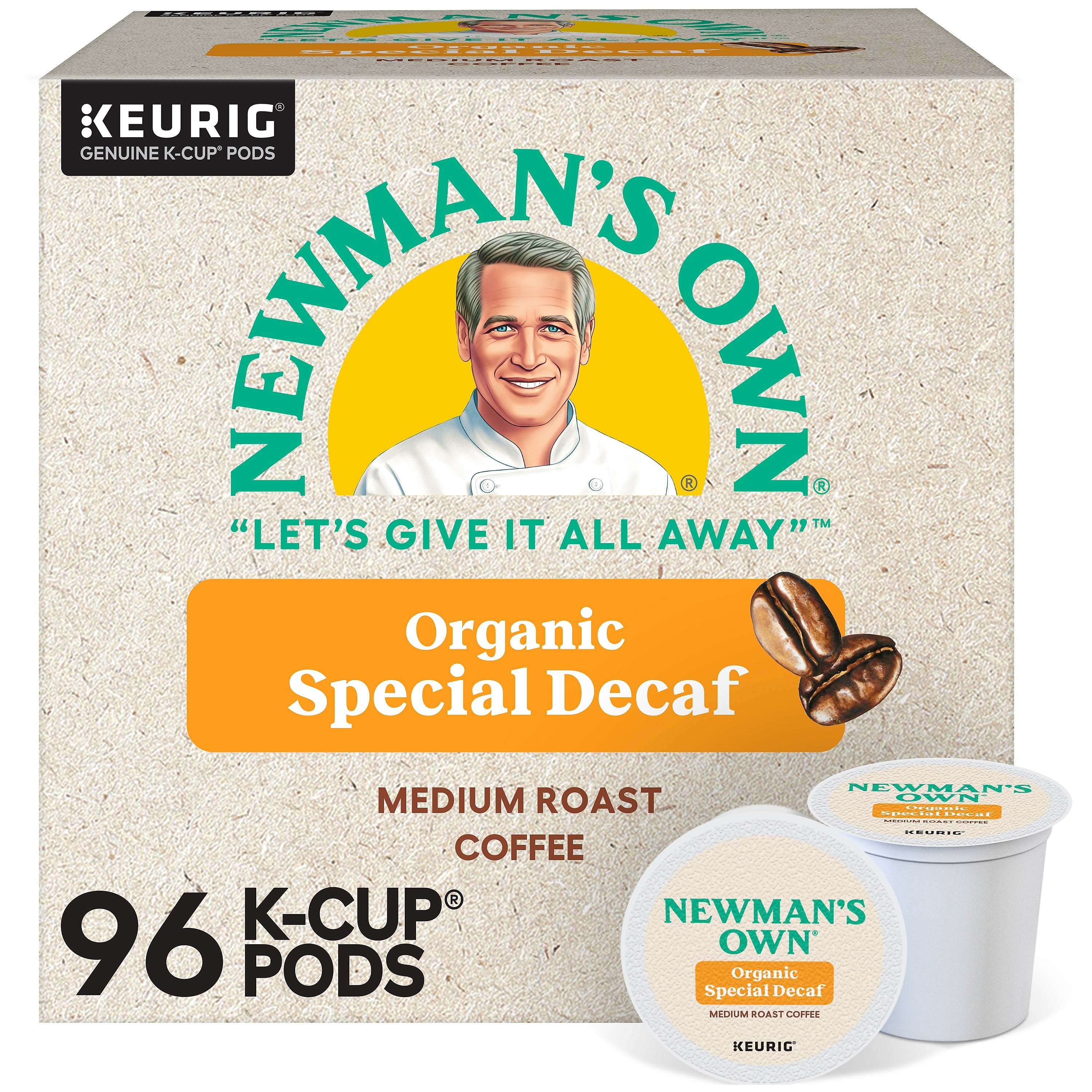 Newman's Own Organic Special Decaf Coffee Keurig K-Cup Pod, Medium Roast, 96/Carton (4051CT)