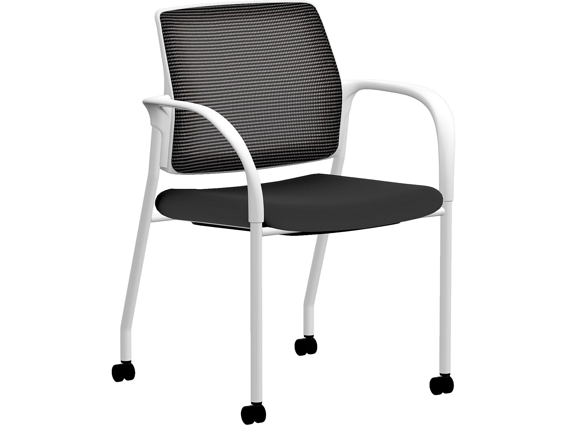 HON Ignition Fabric/Mesh Multipurpose Stacking Chair, Black/Designer White (HIGS6.F.H.IM.CU10.PK7)