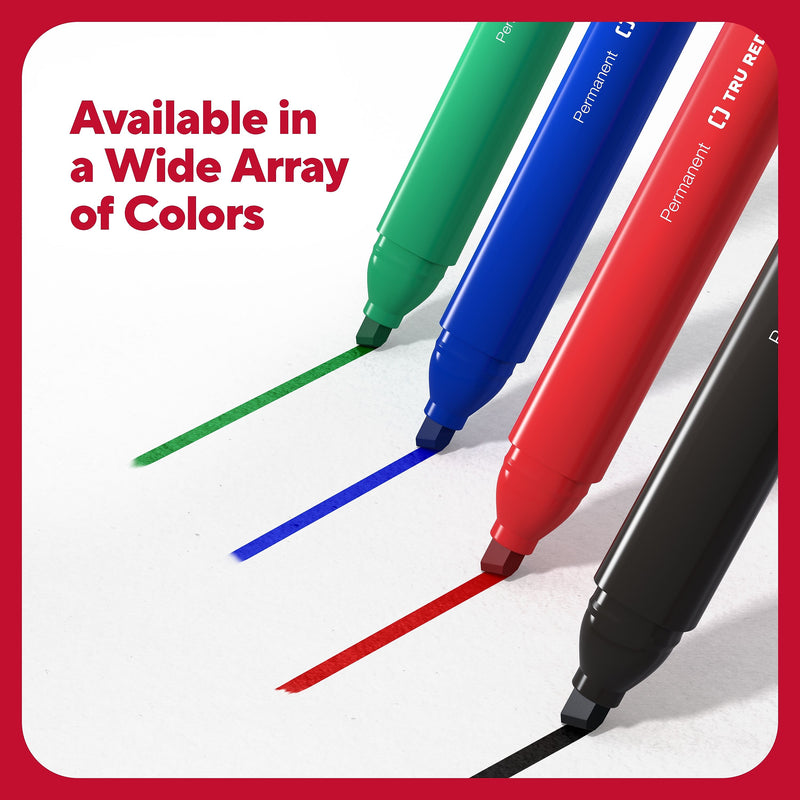 TRU RED™ Tank Permanent Markers, Chisel Tip, Assorted, 12/Pack (TR54529)