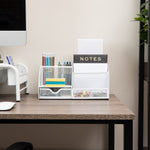 Mind Reader 7-Compartment Metal Desk Organizer File and Accessory Storage, White (JOEORG-WHT)