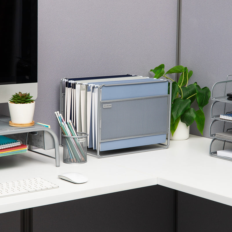 Mind Reader Metal File Organizer, Silver (BOXFILE-SIL)