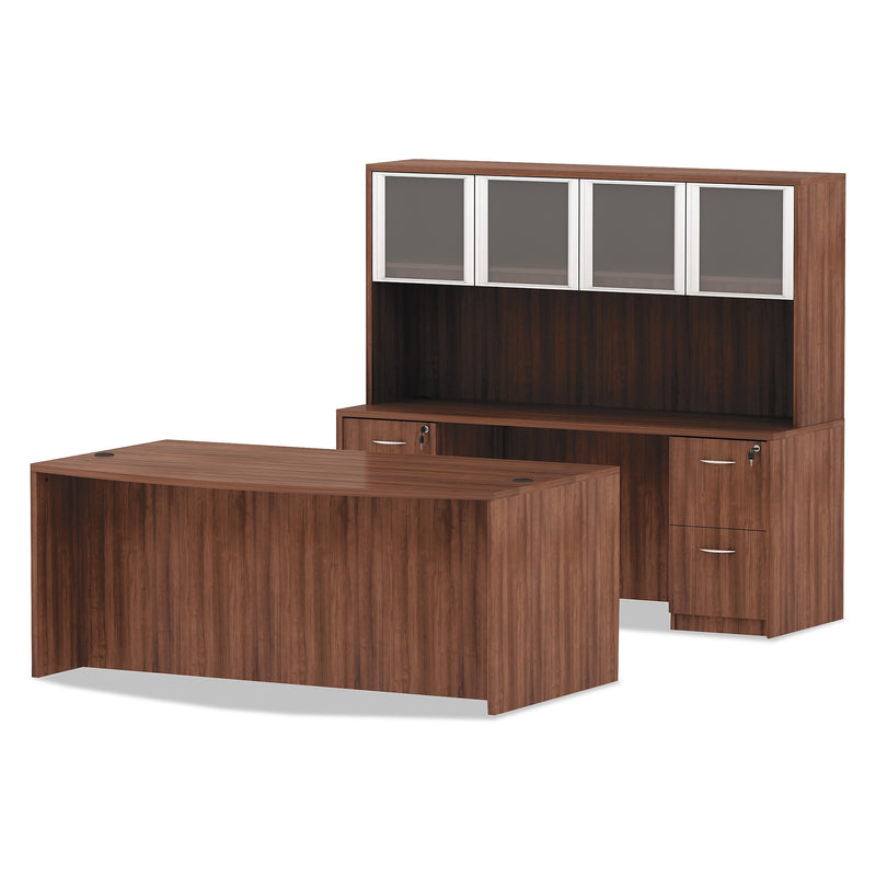 Alera Valencia Series Executive Suites in Mahogany, Glass Hutch Doors, 4/Set