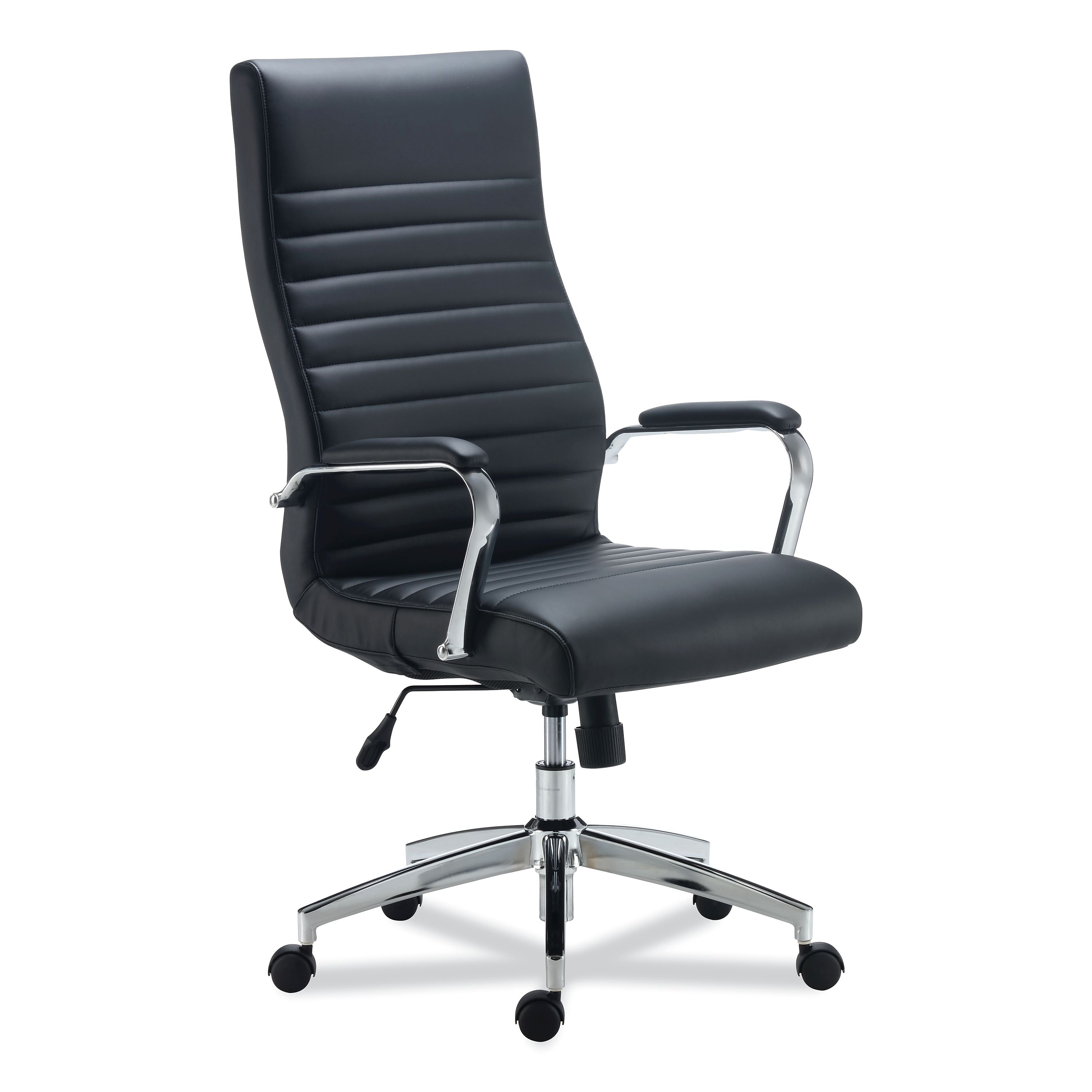 Alera Eddleston Series Fixed Arm Leather Swivel Manager Chair, Black (ALEED41B19)
