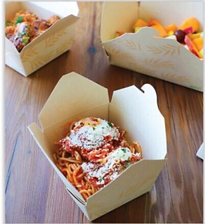 World Centric No Tree Folded Takeout Containers, 26 oz., 4.2" x 5.2" x 2.5", Natural, Sugarcane, 450/Carton (TONT1)