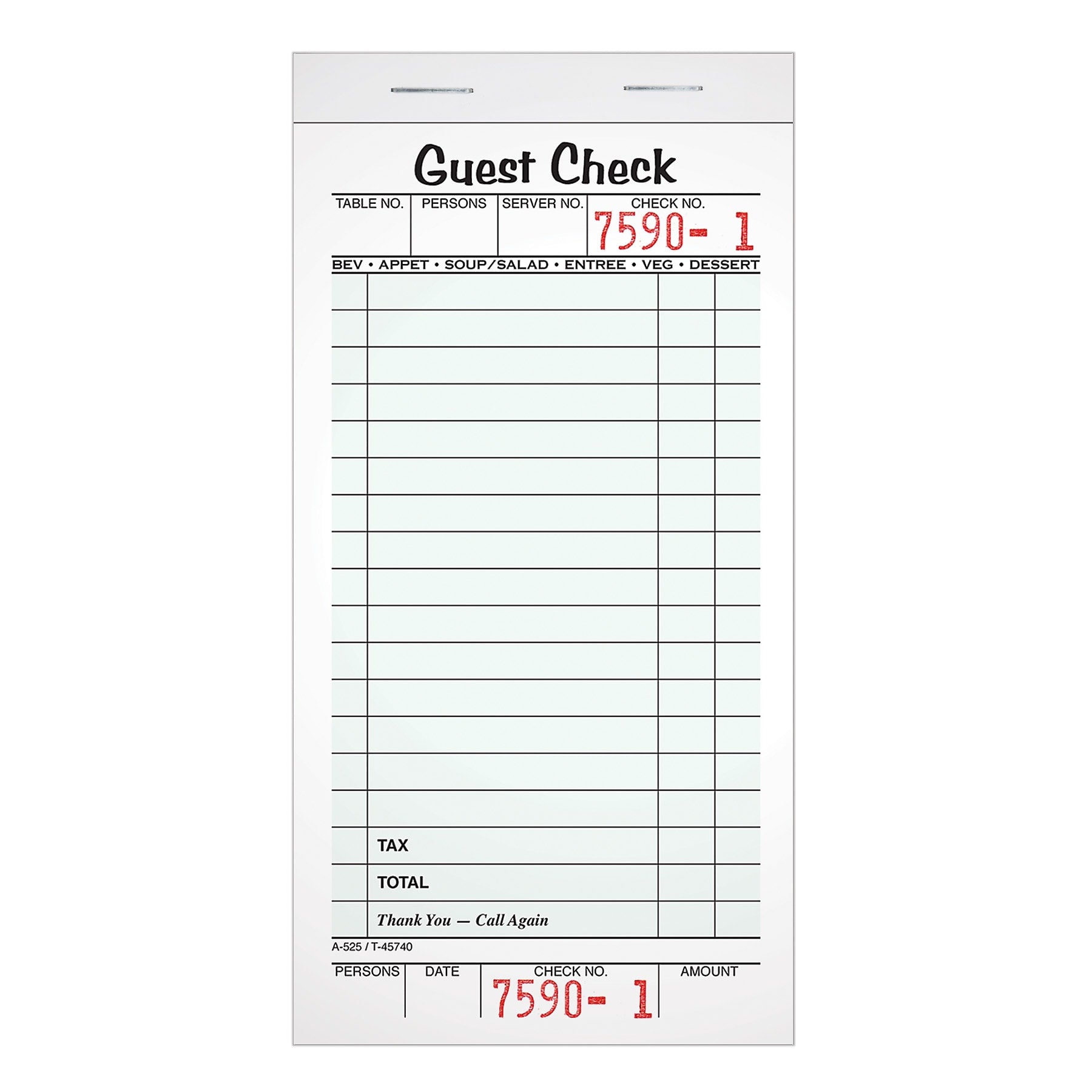 TOPS Guest Checks, 50 sheets/Pad, 10/pack (525SW)