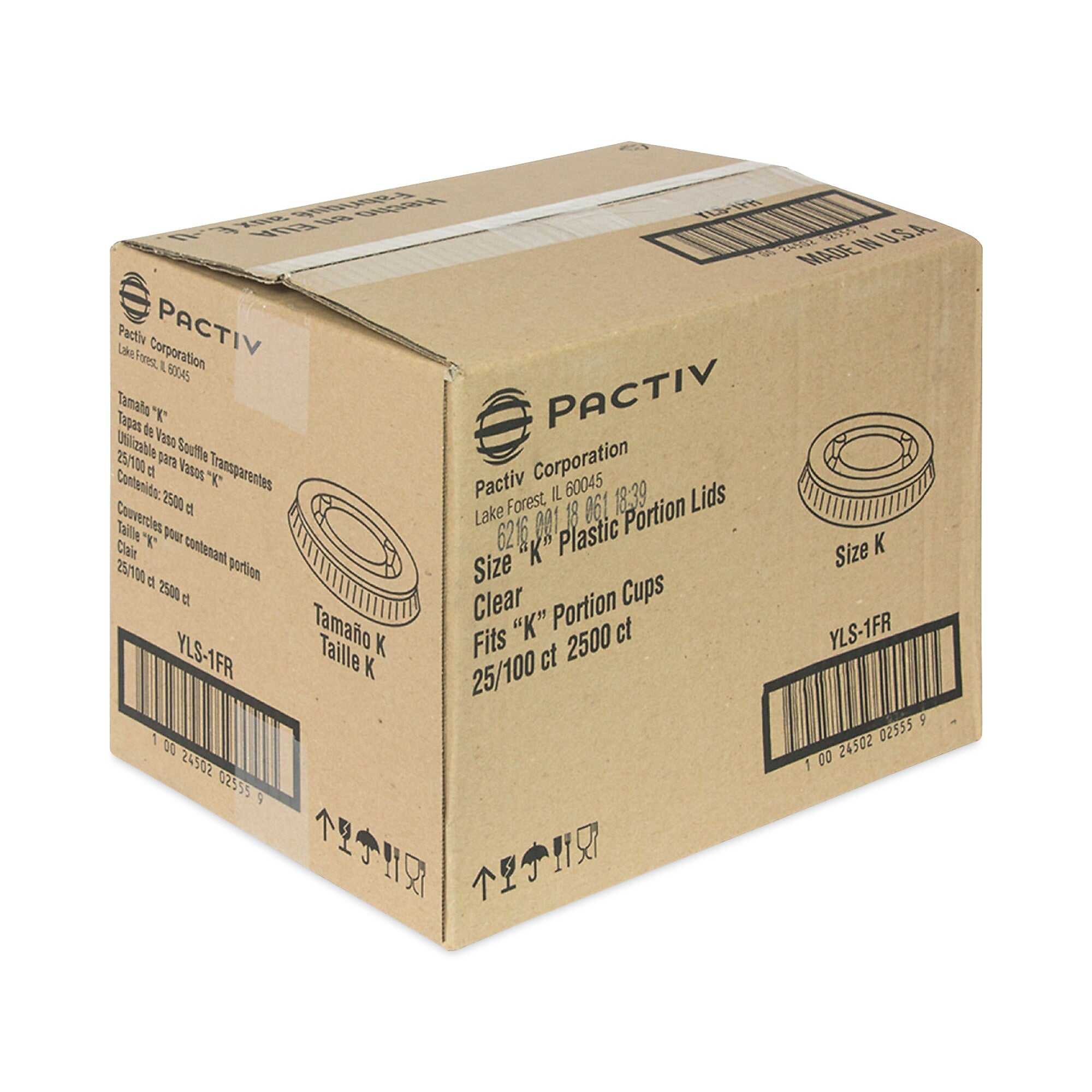 Pactiv Evergreen Portion Cup Lids, Fits 0.5 oz to 1 oz Cups, Clear, 100/Sleeve, 25 Sleeves/Carton