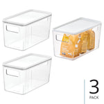 iDESIGN Stackable Plastic Storage Bin with Lid, 6" x 12"x 6", Clear, 3/Pack (29121M3)