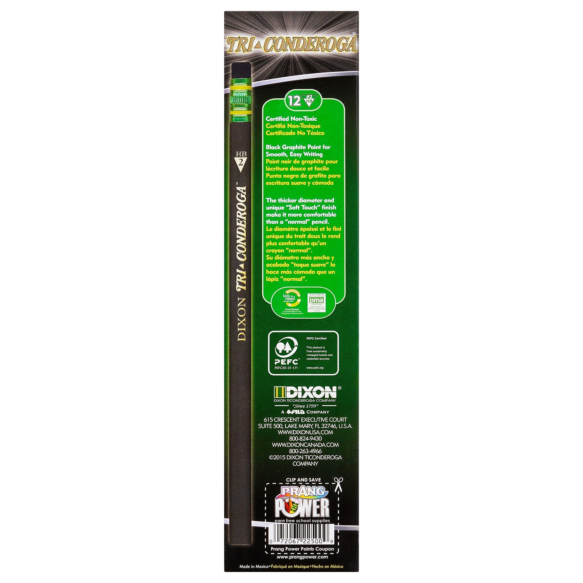 Dixon Tri-Conderoga The World's Most Comfortable Pencil Wooden Pencils, No. 2 Medium Lead, Dozen (22500)