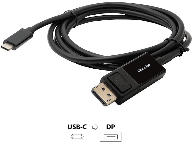 VisionTek USB-C to DisplayPort Video Cable, Male to Male, Black (901289)