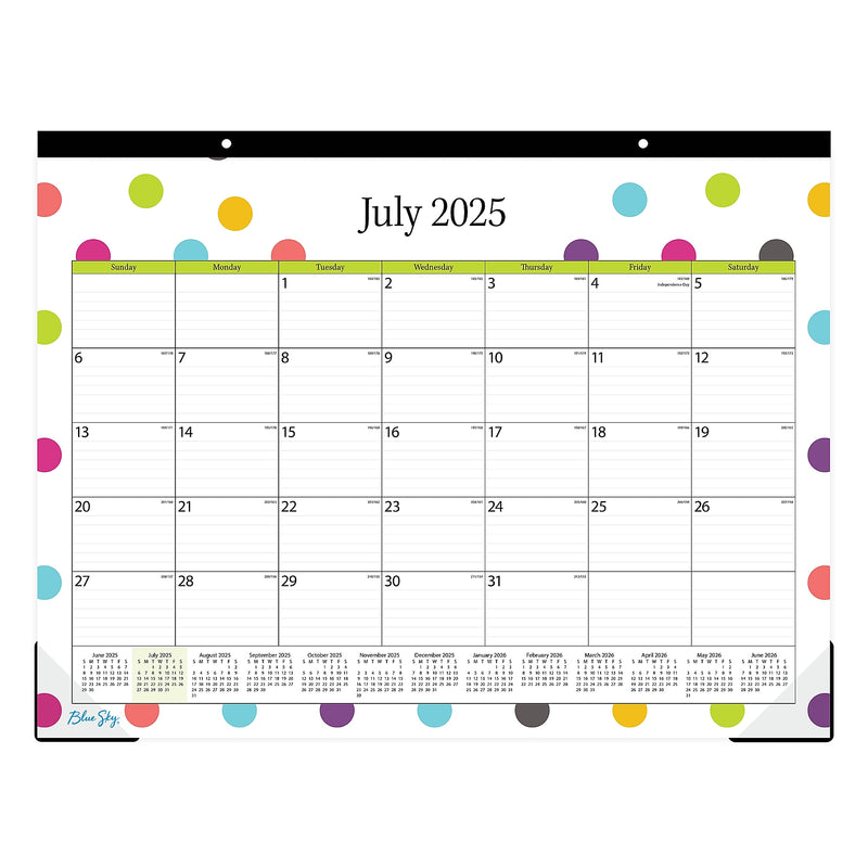 2025-2026 Blue Sky Teacher Dots 22" x 17" Academic Monthly Wall Calendar (105496-A26)