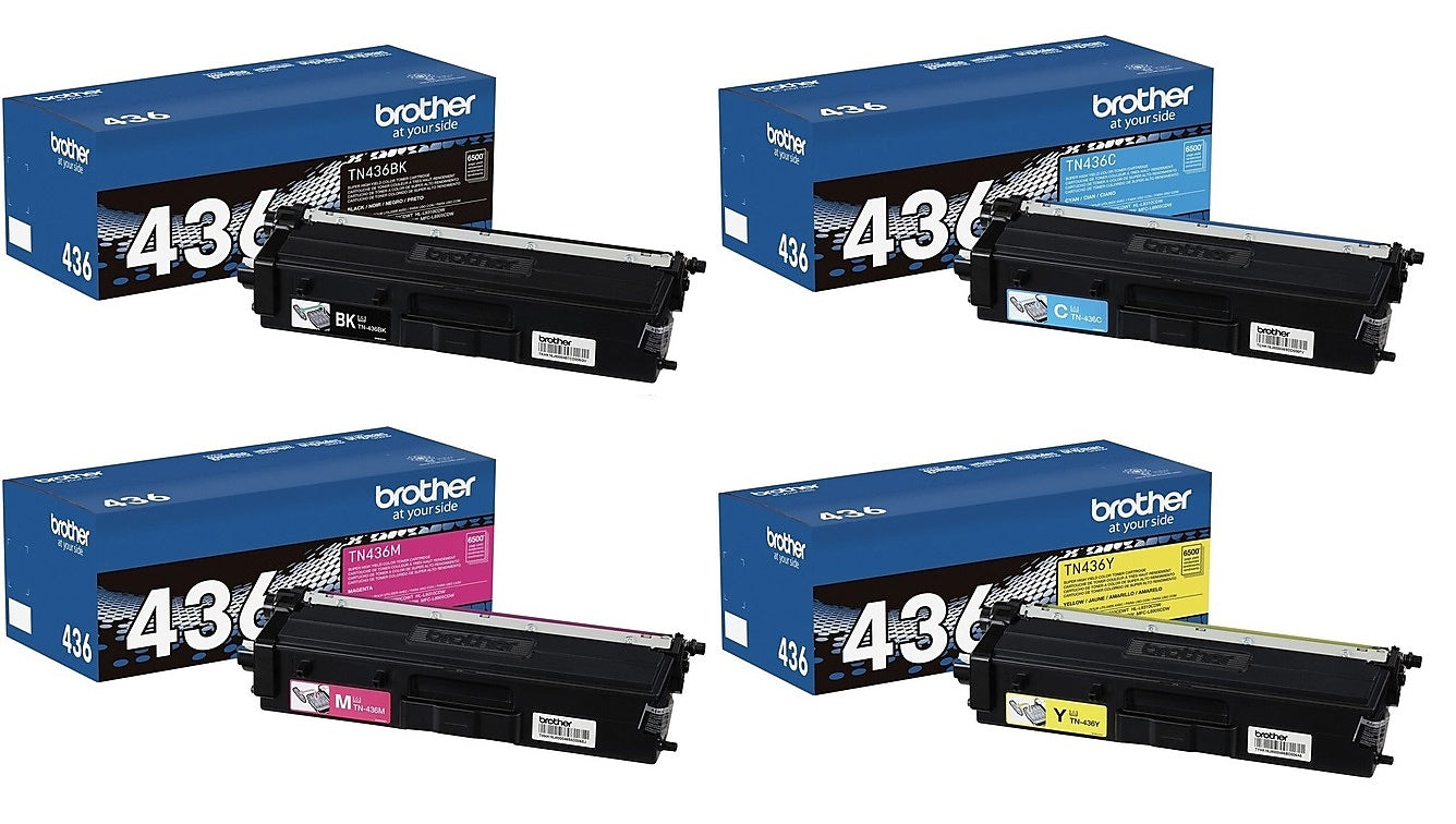 Brother TN436 Black/Cyan/Magenta/Yellow Super High Yield Toner Cartridges, 4/Pack