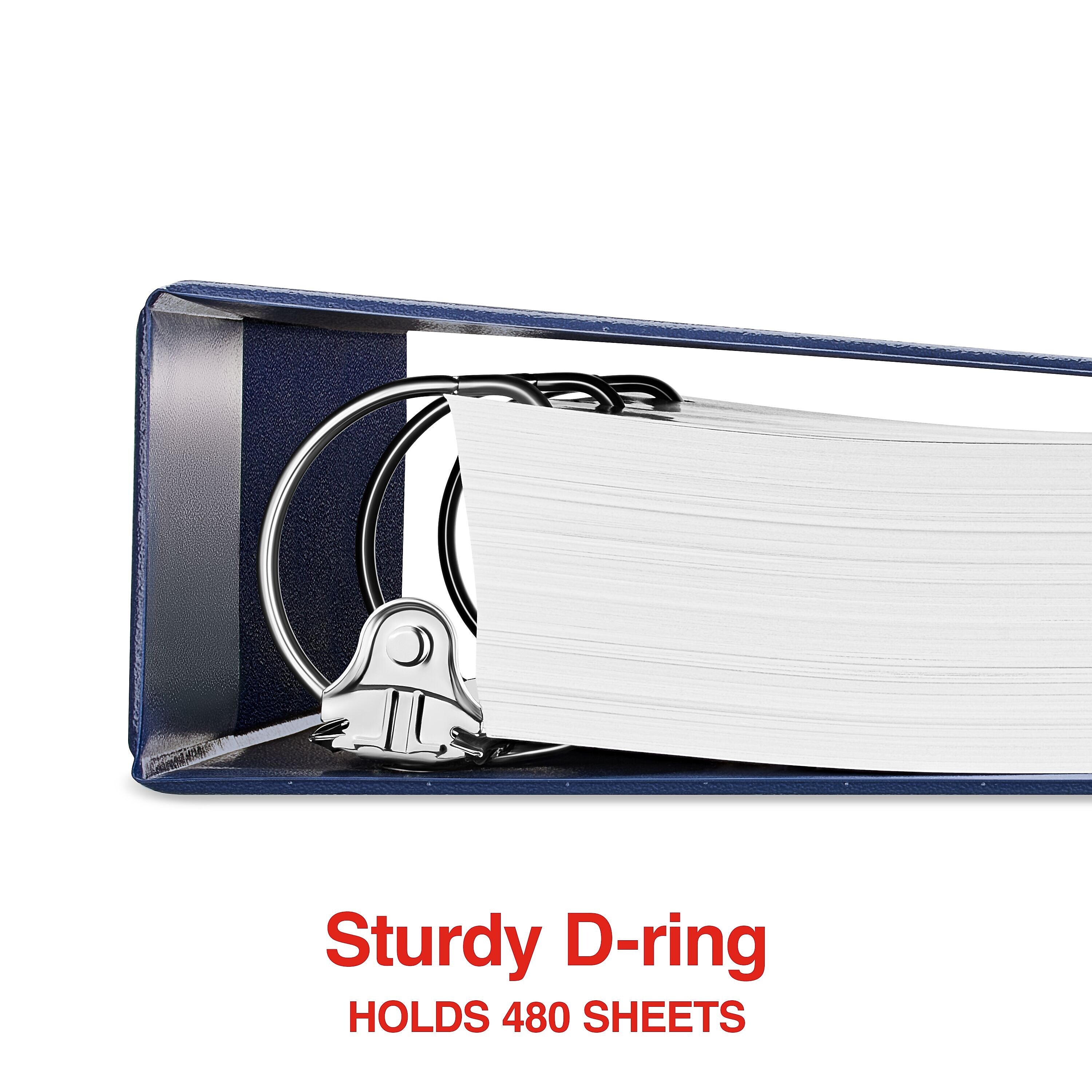 Staples 2" 3-Ring View Binder, D-Ring, Navy Blue (26445-CC)