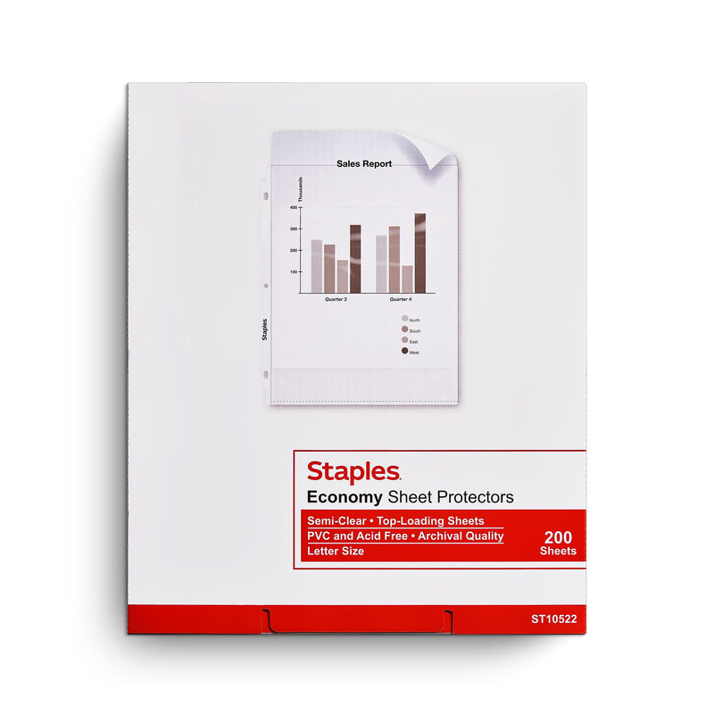 Staples Lightweight Sheet Protector, 8.5" x 11", Clear, 200/Box (10522-CC)