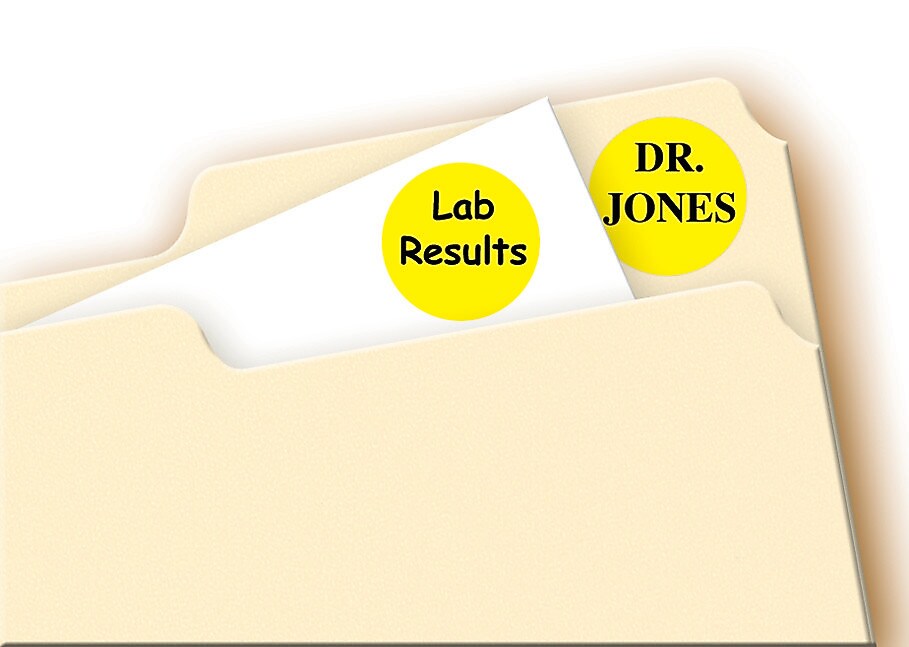 Avery Easy Peel Laser Color-Coding Labels, 3/4" Dia, Neon Yellow, 1,008 Labels/Pack (5470)