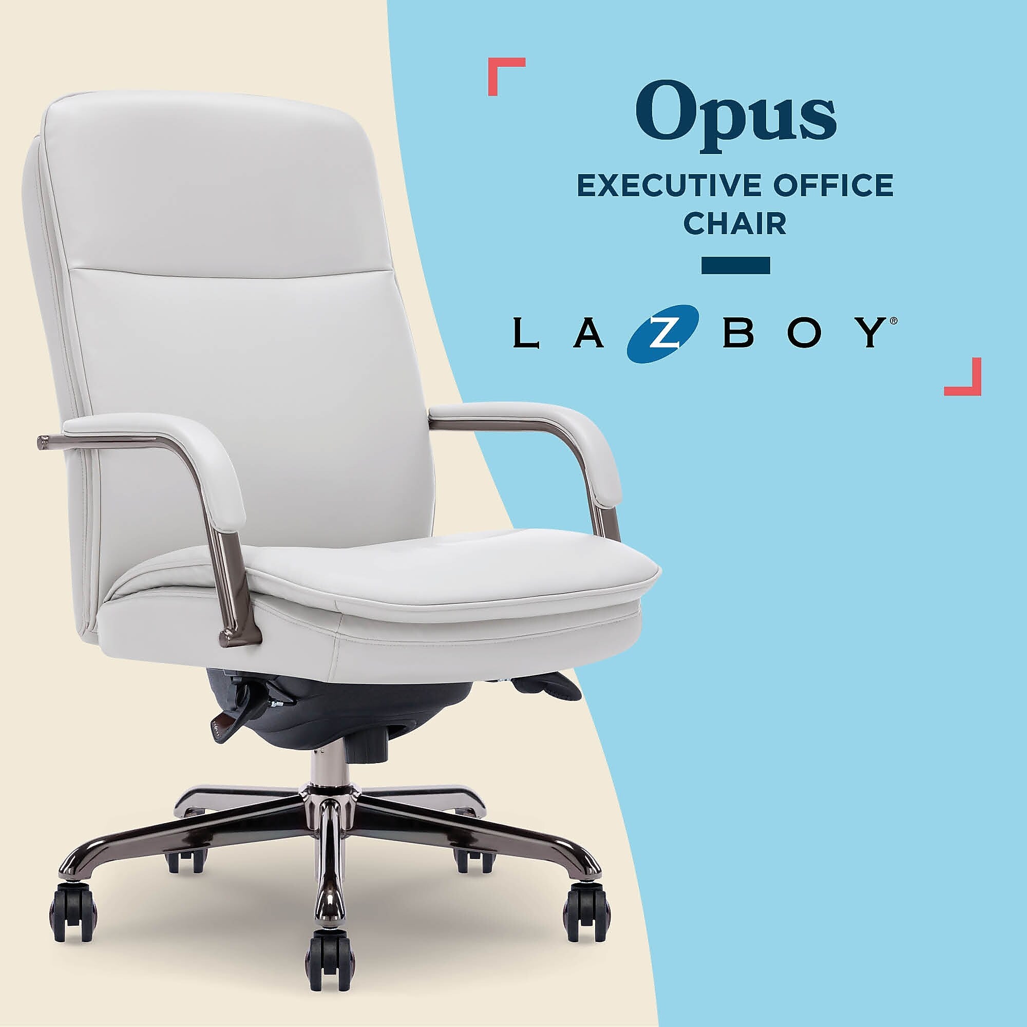 La-Z-Boy Opus Ergonomic Bonded Leather Swivel Executive Chair, Gray and Graphite (CCHR10015B)