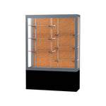 Ghent Challenger 48"W x 66"H x 16"D Floor Case, Cork Back, Satin Natural Fin, Black Laminate Base