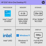 HP 24-cr0026 23.8" All-in-One Desktop Computer, Intel Core i3-N300, 8GB Memory, 256GB SSD (9W2H5AA#ABA)