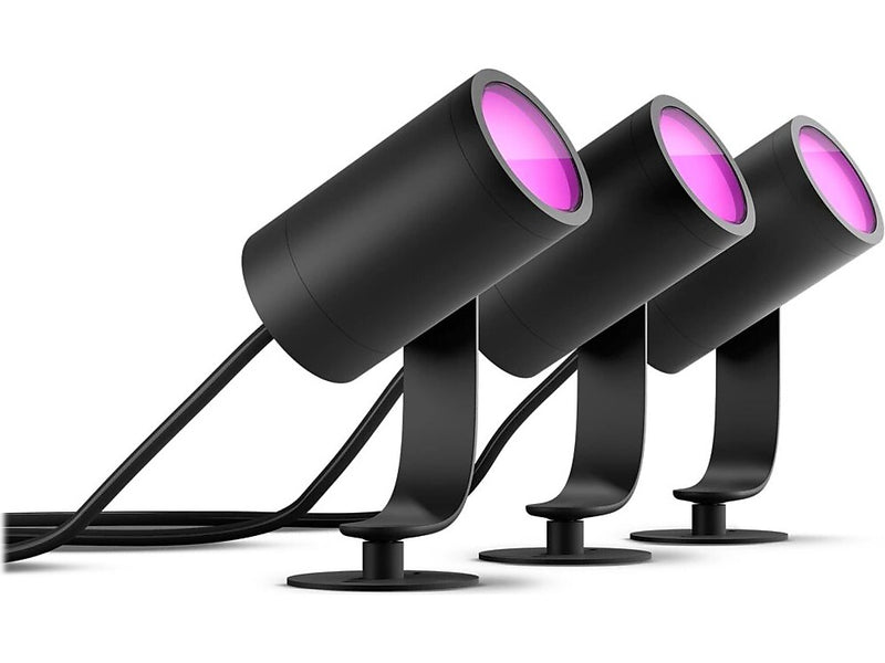 Philips Hue Lily LED 3-Piece Outdoor Spotlights, Black (1746730V7)