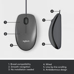Logitech M100 Ambidextrous Optical USB Mouse, Black (910-001601)