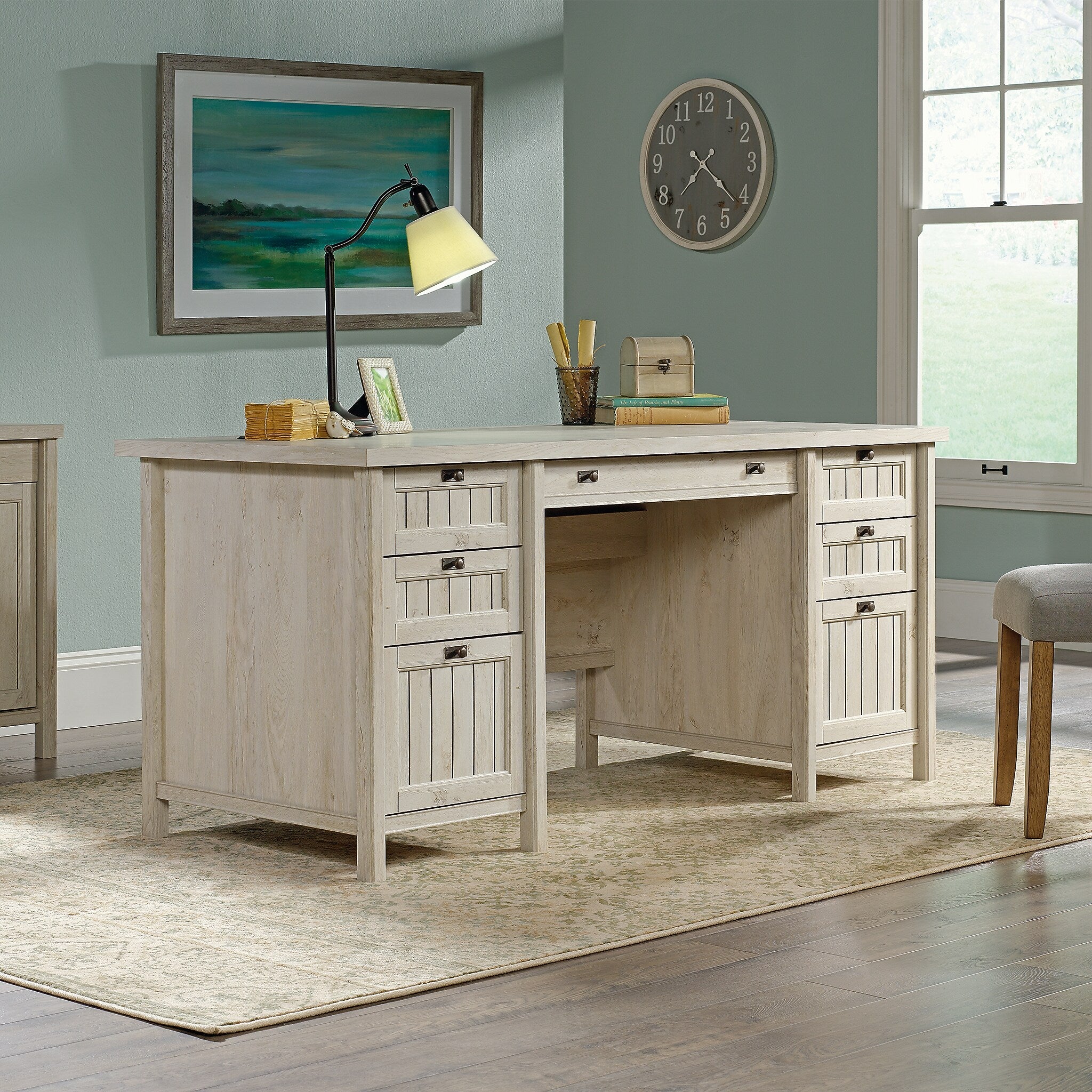 Sauder Costa 65"W Executive Desk, Chalked Chestnut (419954)