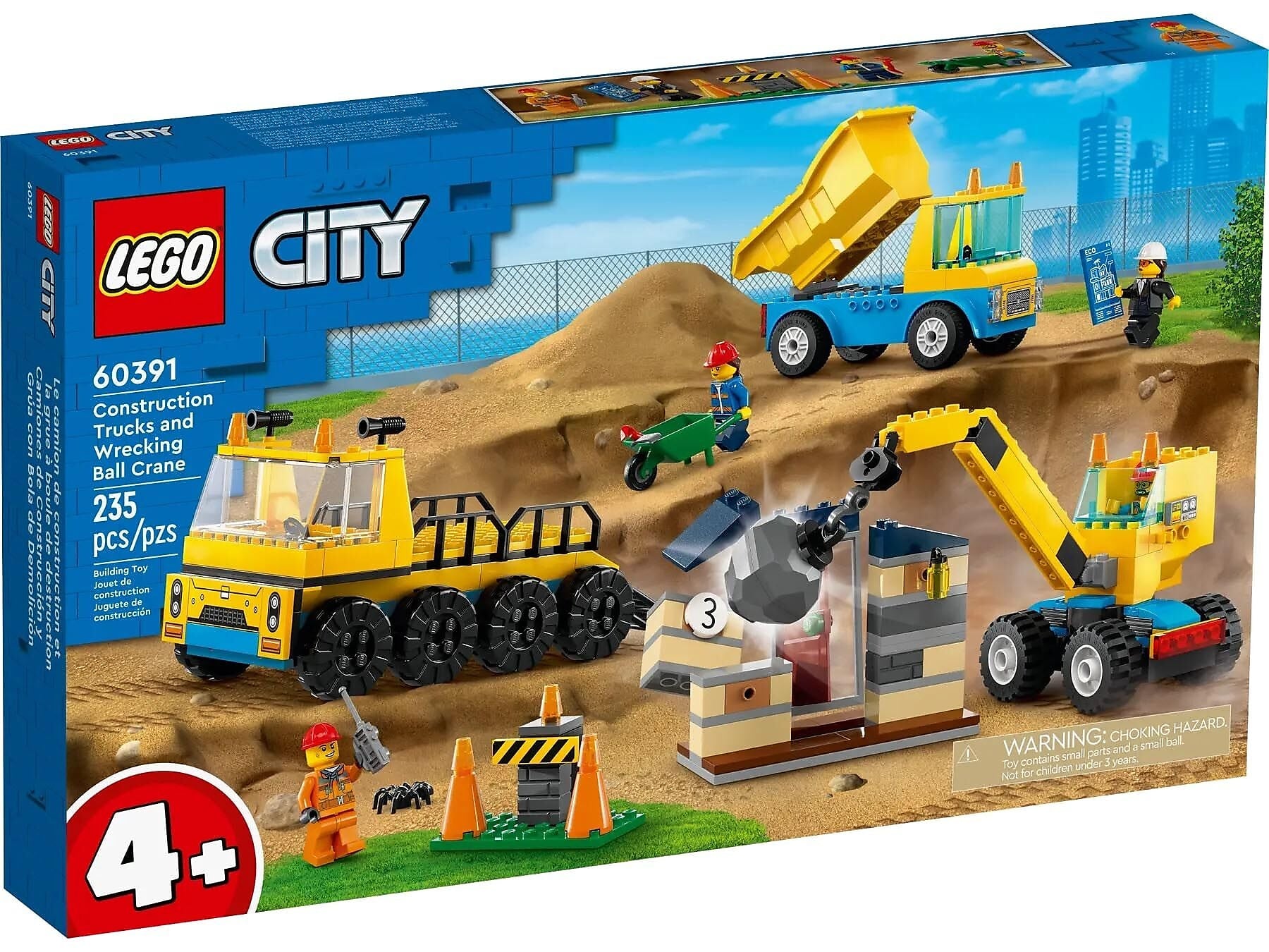 LEGO City Construction Trucks and Wrecking Ball Crane Building Set (60391)