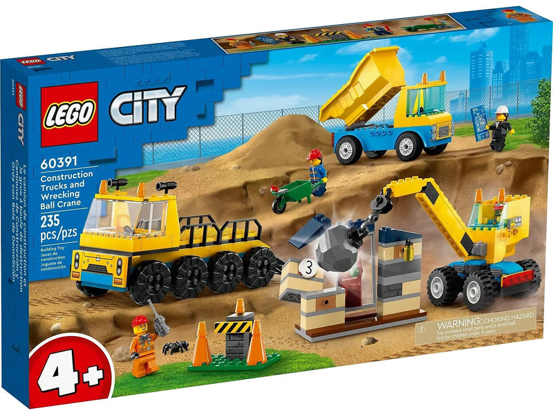 LEGO City Construction Trucks and Wrecking Ball Crane Building Set (60391)