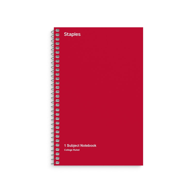 Staples 1-Subject Notebooks, 5" x 7.75", College Ruled, 80 Sheets, Assorted Colors, 3/Pack (ST11670C)