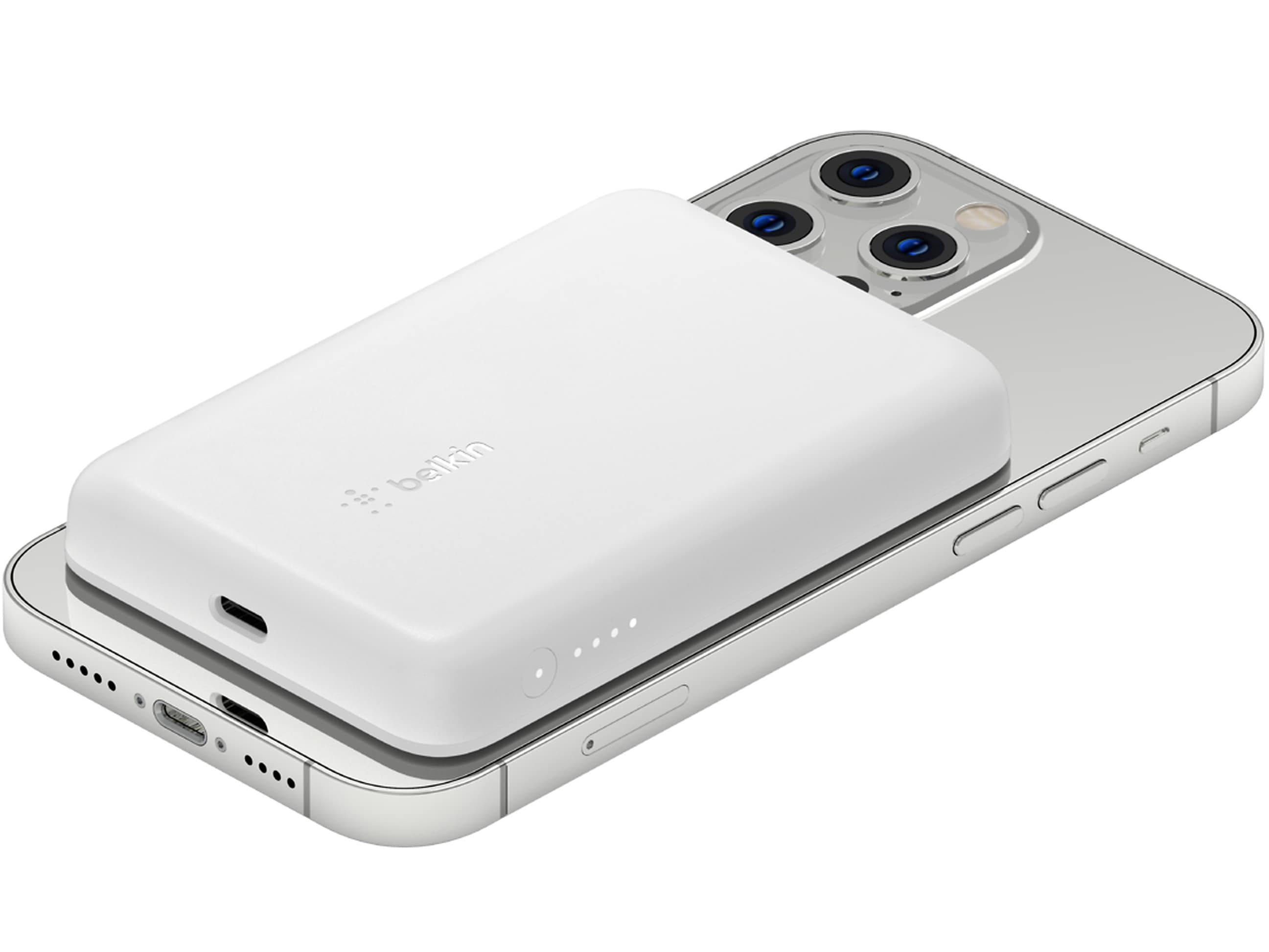 Belkin BOOST CHARGE MagSafe Wireless USB-C Power Bank for Apple, 5W, 2500 mAh, White (BPD002BTWH)
