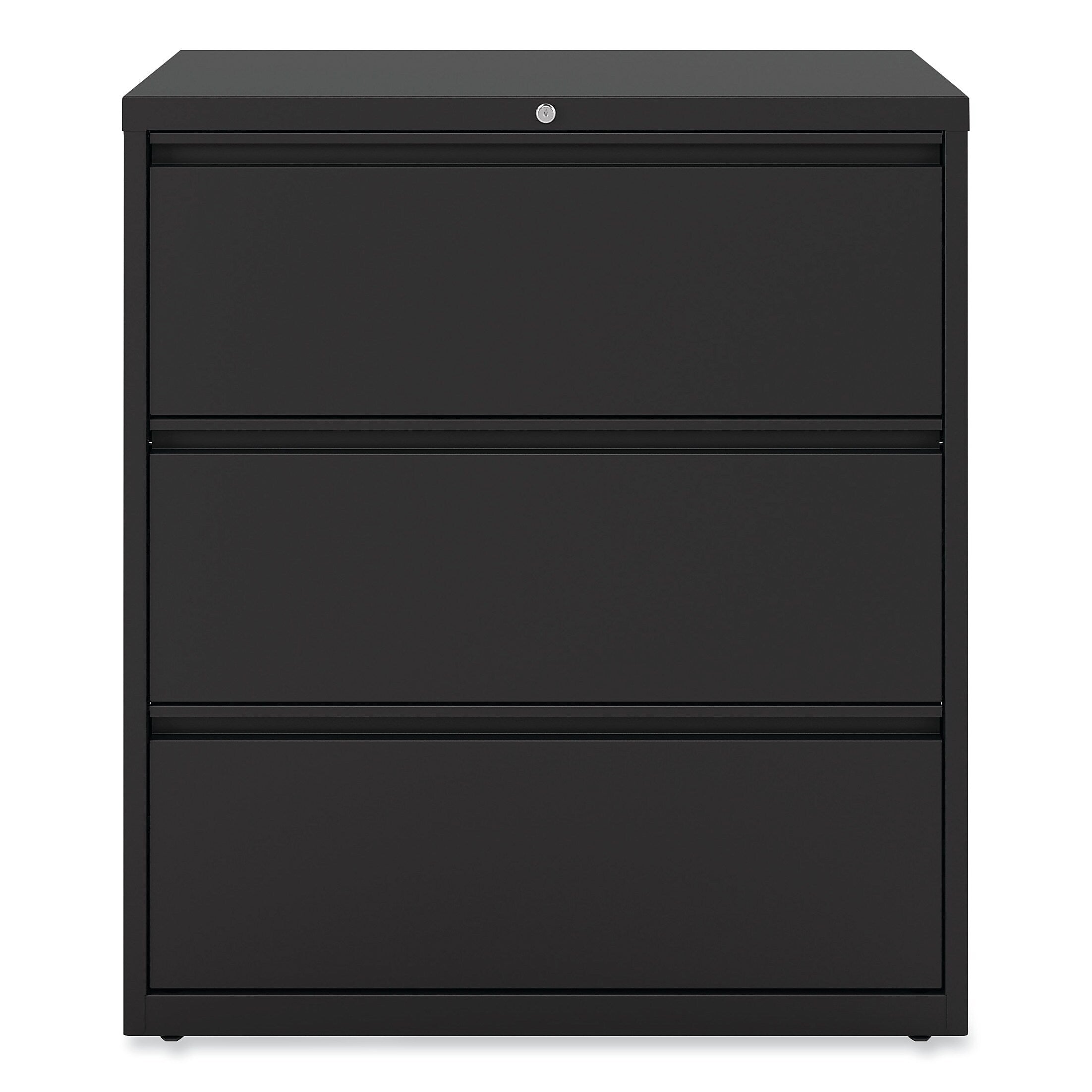 Alera 3-Drawer Lateral File Cabinet, Letter/Legal Size, Lockable, 40.25"H x 36"W x 18.63"D, Black (ALEHLF3641BL)