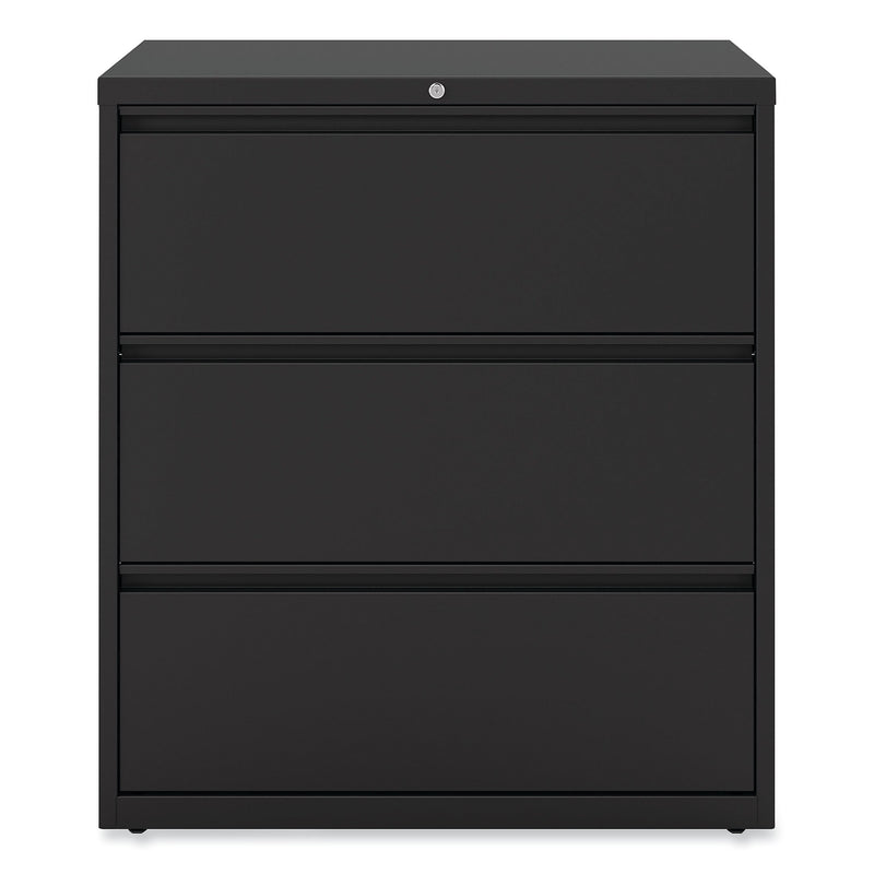 Alera 3-Drawer Lateral File Cabinet, Letter/Legal Size, Lockable, 40.25"H x 36"W x 18.63"D, Black (ALEHLF3641BL)