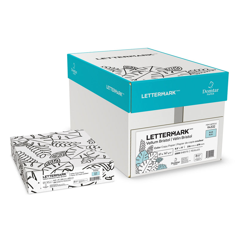 Domtar Lettermark 67 lb. Cardstock Paper, 8.5" x 11", Blue, 250 Sheets/Ream (81042)