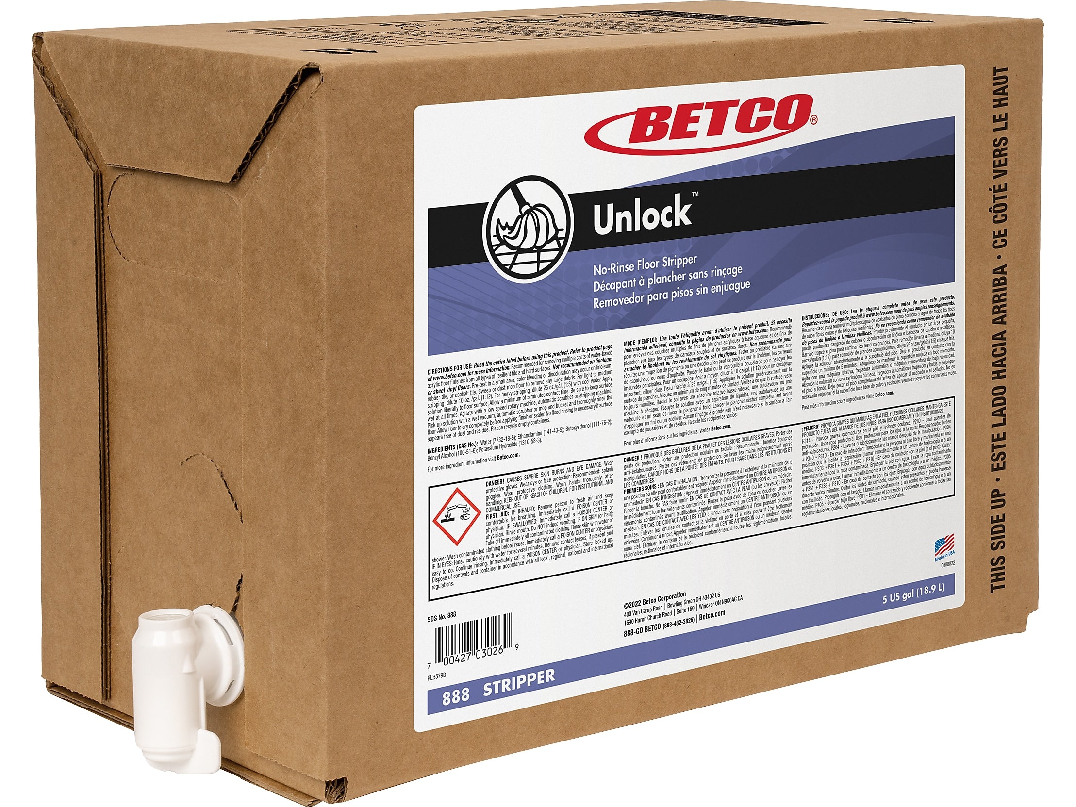 Betco Unlock Floor Stripper, 5 Gal. (888B500)