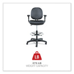Alera Interval Series Armless Faux Leather Task Stool with Backrest and Lumbar Support, Black (ALEIN4616)