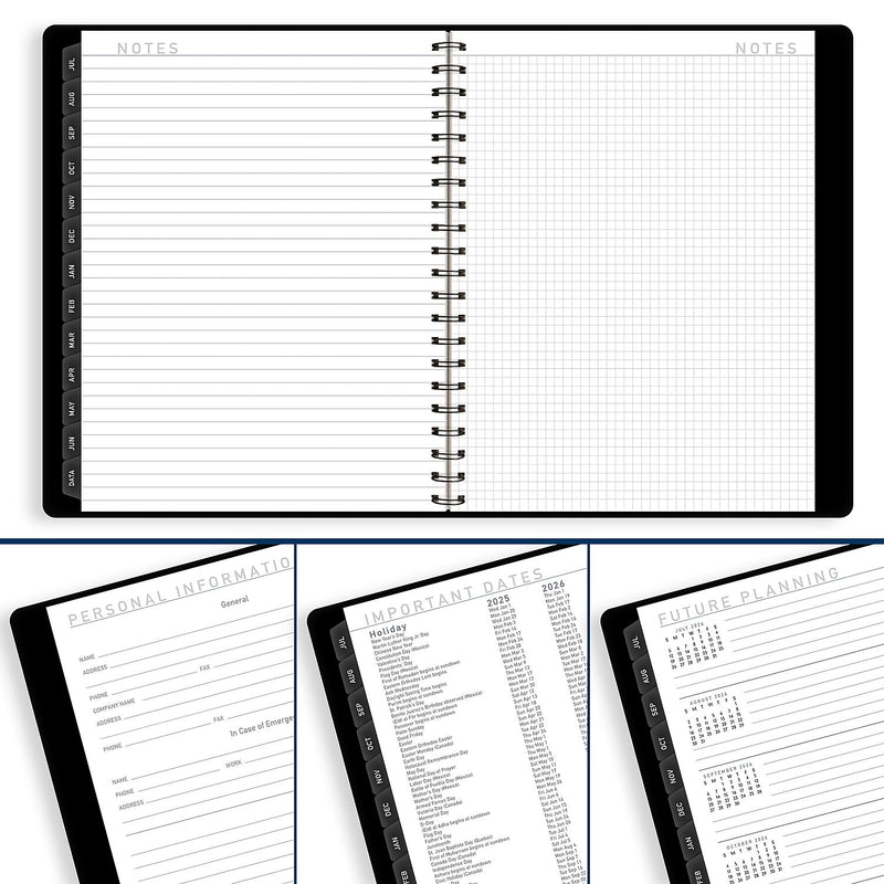 2025-2026 AT-A-GLANCE Contemporary 8.25" x 11" Academic Year Weekly & Monthly Planner, Faux Leather Cover, Black (70-957X-05-26)