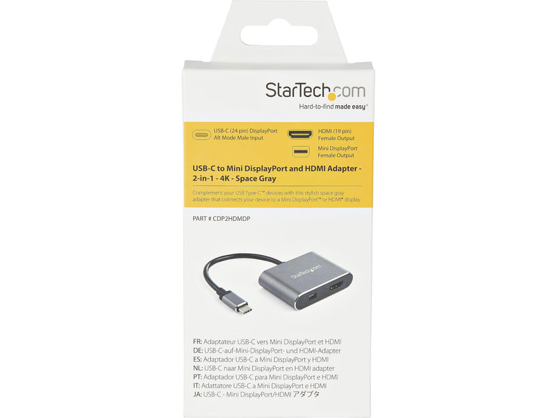 StarTech USB-C to HDMI/Mini DisplayPort Video Adapter, Space Gray (CDP2HDMDP)