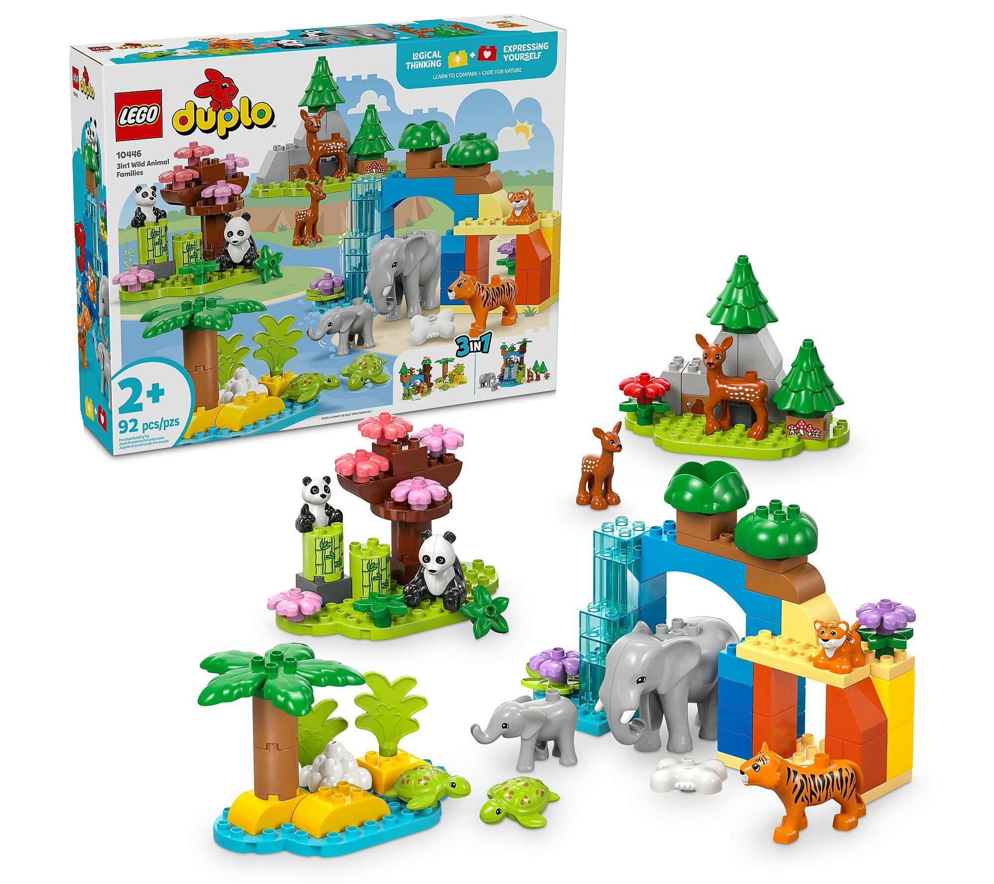 LEGO DUPLO Town 3in1 Wild Animal Families, 92 Pieces (10446)