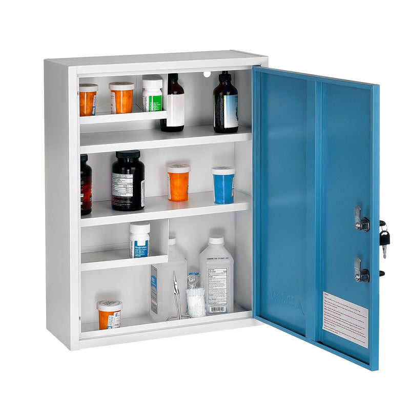 Viva Comfort Dual Lock Surface-Mount Medicine Medical Cabinet, 1.1 cu. ft., Blue (ADI999-04-BLU-MK)