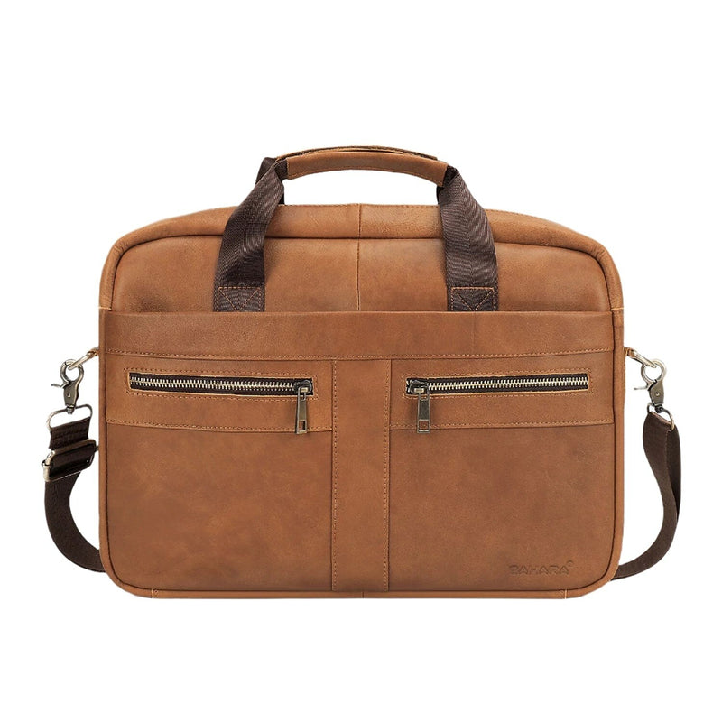 SaharaCase Leather Briefcase, Laptop Compatible, Light Brown (LT00083)