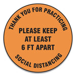 Accuform Slip-Gard Floor Signs, 17" Circle,"Thank You For Practicing Social Distancing...", Orange, 25/PK (GN1MFS429ESP)