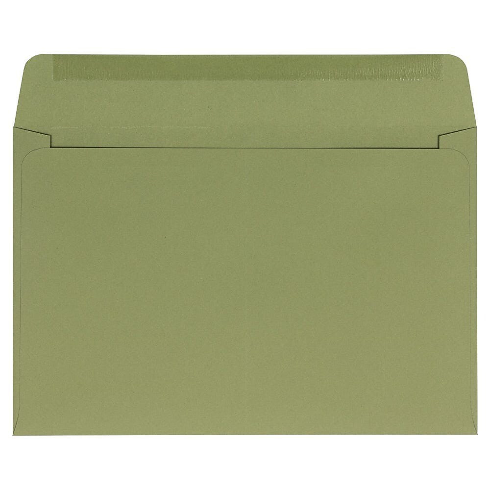 JAM Paper Booklet Envelope 6" x 9", Olive Green, 50/Pack (3157498i)