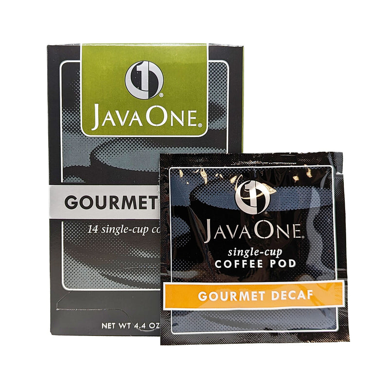 JavaOne Gourmet Decaf Coffee Soft Pods, Light Roast, 84/Carton (JTC30216CT)
