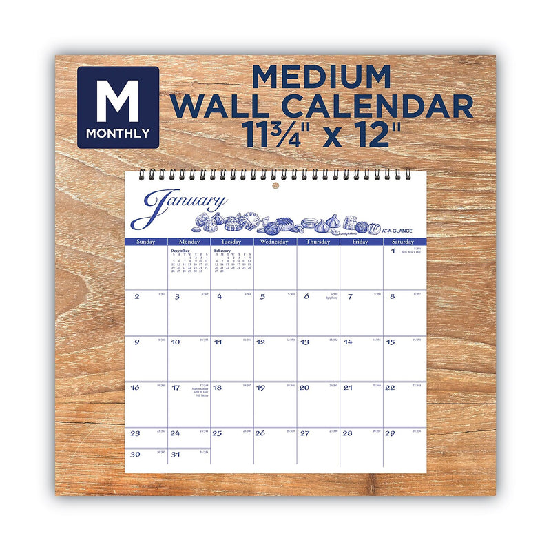 2026 AT-A-GLANCE Illustrator's Edition 12" x 12" Monthly Wall Calendar, White/Blue (AAGG100017)