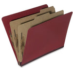 AbilityOne SKILCRAFT Pressboard Top Tab Classification Folder, 2 Dividers, 6 Fasteners, Letter Size, Dark Red, 10/Box